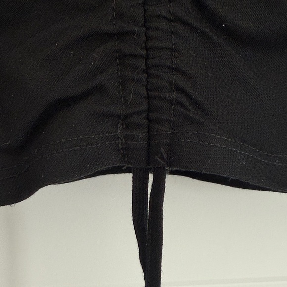 Zara Black Collared Ruched Crop Blouse - Picture 2 of 4